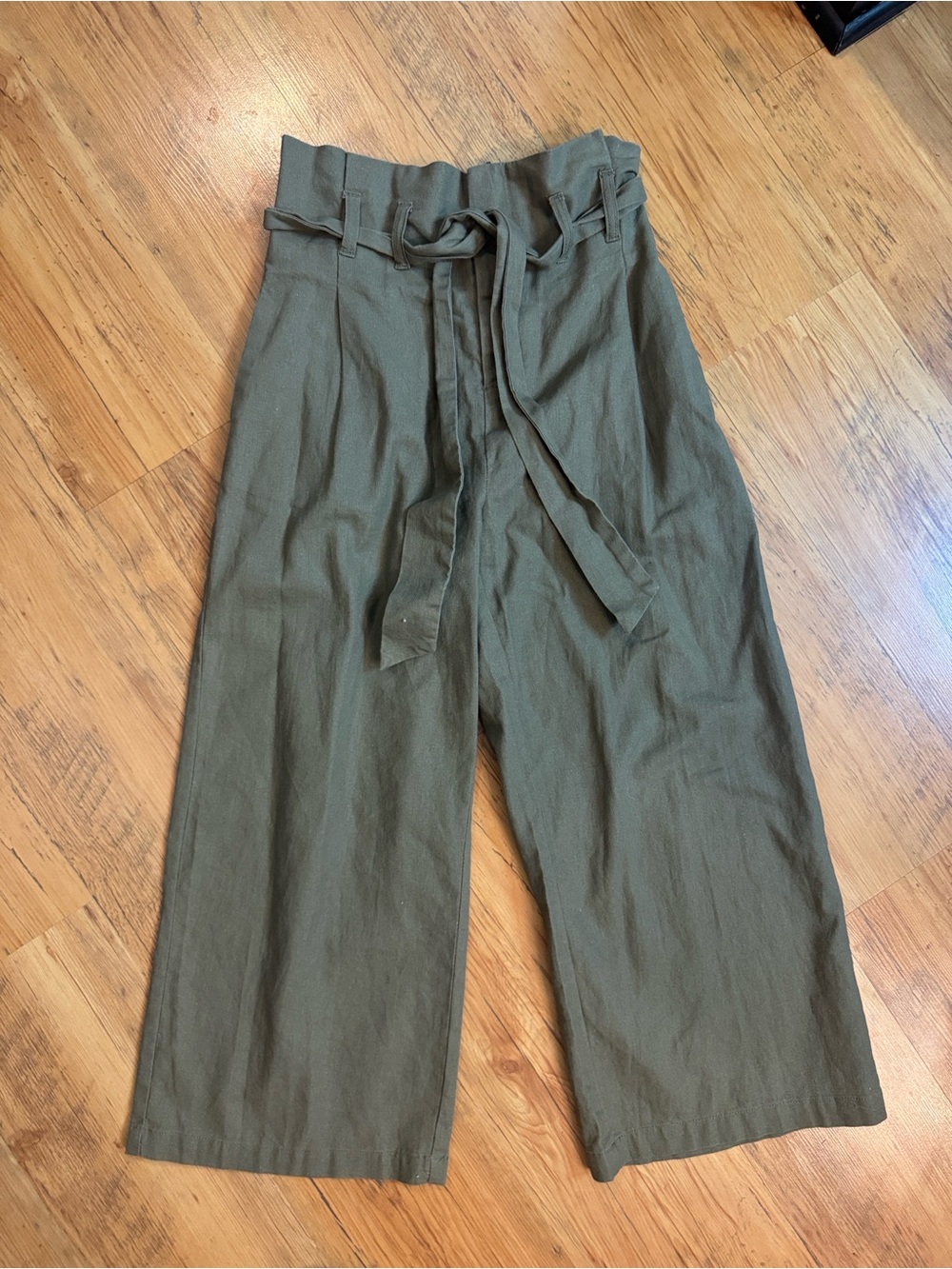 Rachel Roy Crop Linen Wide Leg Pants Sz 2 Sage Women’s